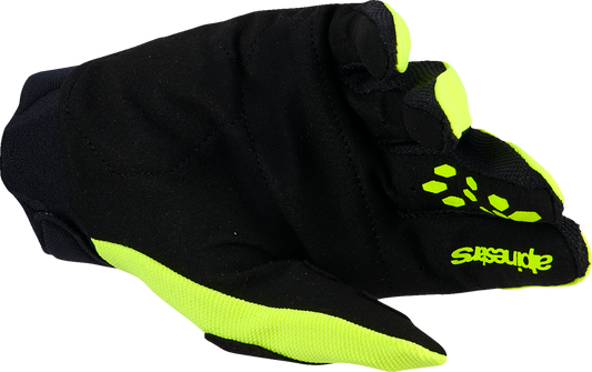 Alpinestars Youth Full Bore V2 Gloves - Fluo Yellow/Black, Size XS - Durable Motocross Protection