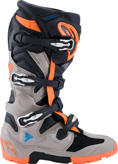 Alpinestars Tech 7 Enduro Motorcycle Boots - Black, Warm Gray & Fluorescent Orange US 7