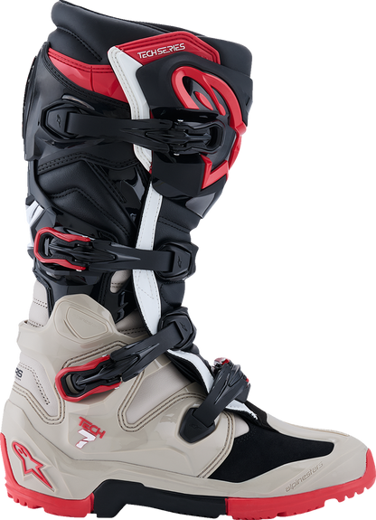 Alpinestars Tech 7 Enduro Boots - Black, Light Gray & Bright Red, US Size 12