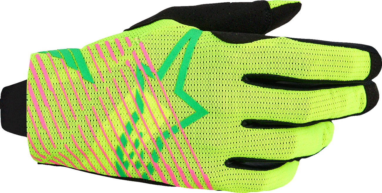 Alpinestars Radar Pro Gloves - Green, Fluorescent Yellow, Pink - Large (Part No. 3560325-6025-L)