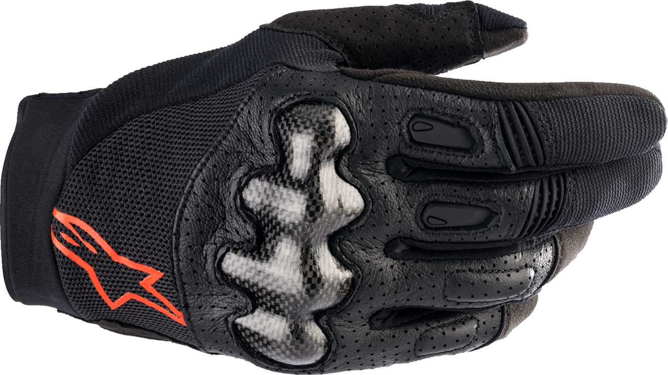 Alpinestars Megawatt V2 Off-Road Gloves - Black/Fluo Red, Medium (Part #3565023-1030-MD)