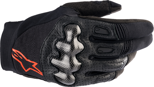 Alpinestars Megawatt V2 Off-Road Gloves - Black/Fluo Red, Medium (Part #3565023-1030-MD)