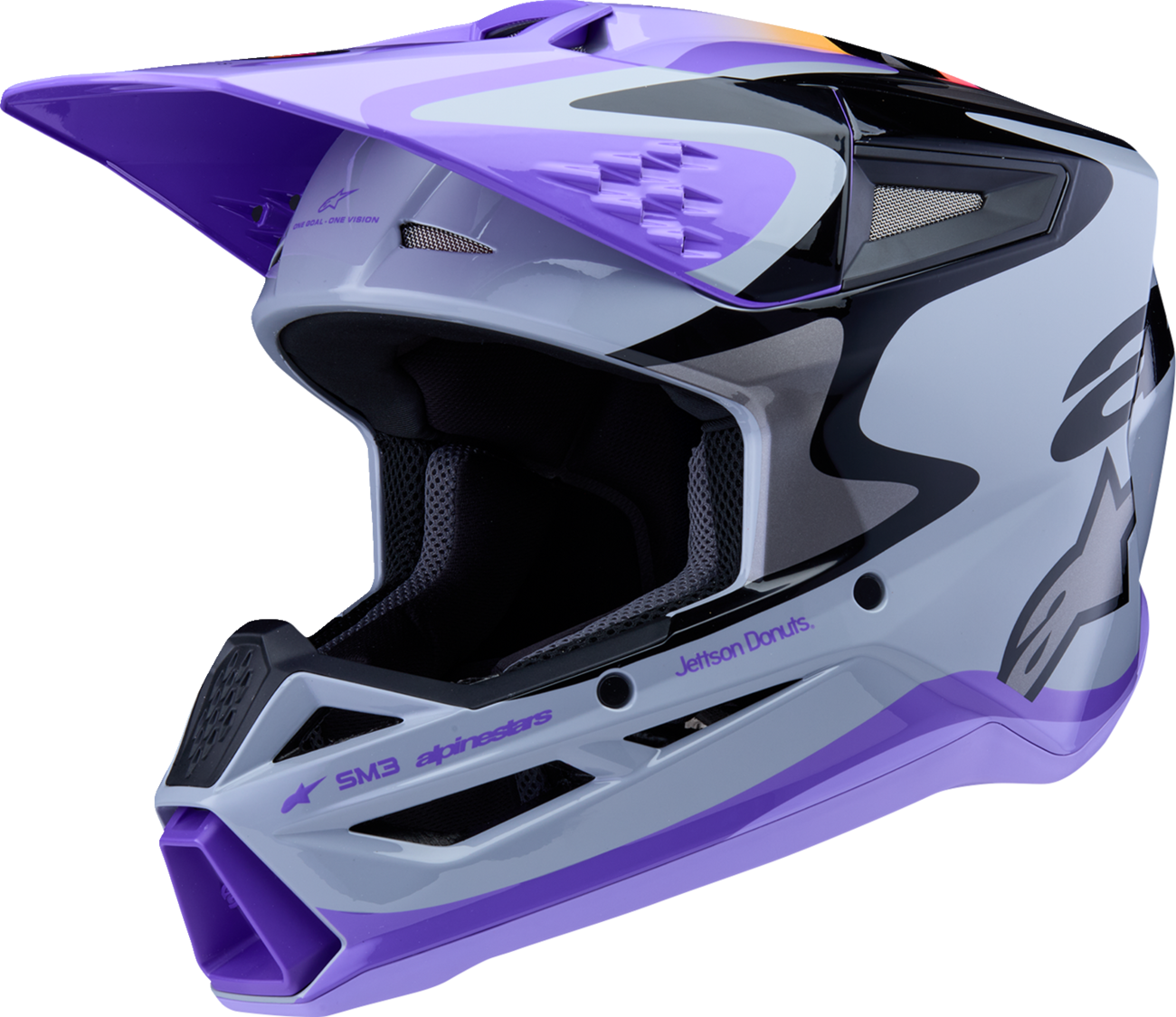 ALPINESTARS Youth SM3 Helmet - Jettson - Glosss Black/Gray/Purple - Medium 8303226-9277-YM