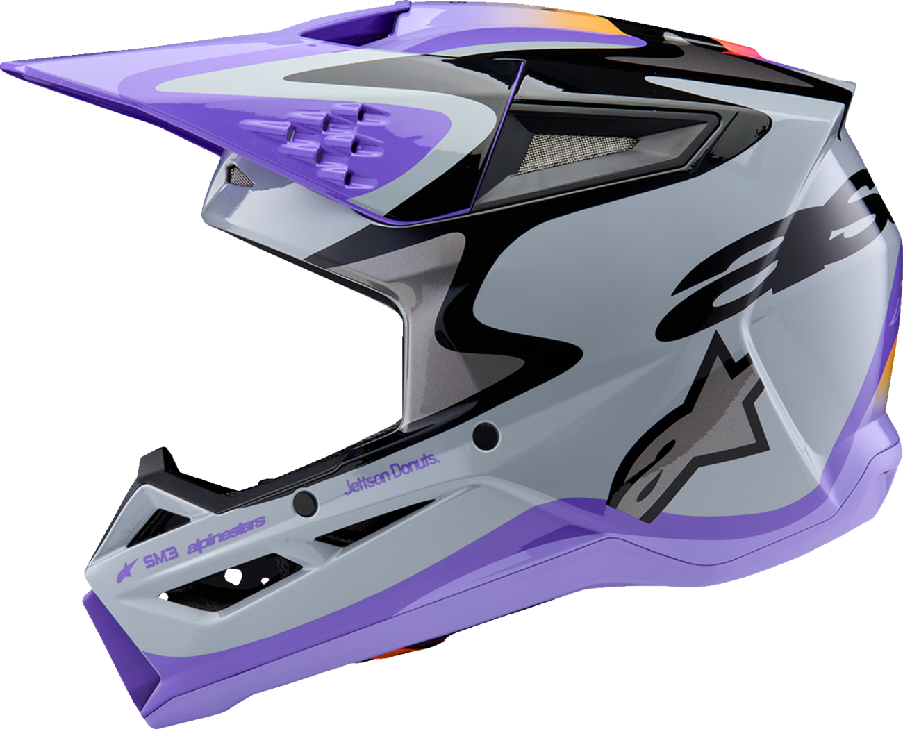 ALPINESTARS Youth SM3 Helmet - Jettson - Glosss Black/Gray/Purple - Medium 8303226-9277-YM