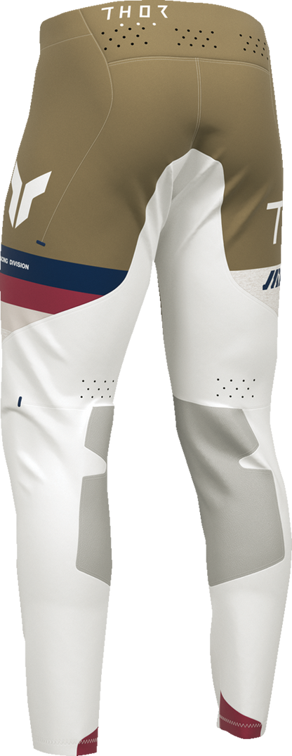 THOR Sportmode League Pants - White/Copper US 34 with 4-Way Stretch and TPU Knee Protection