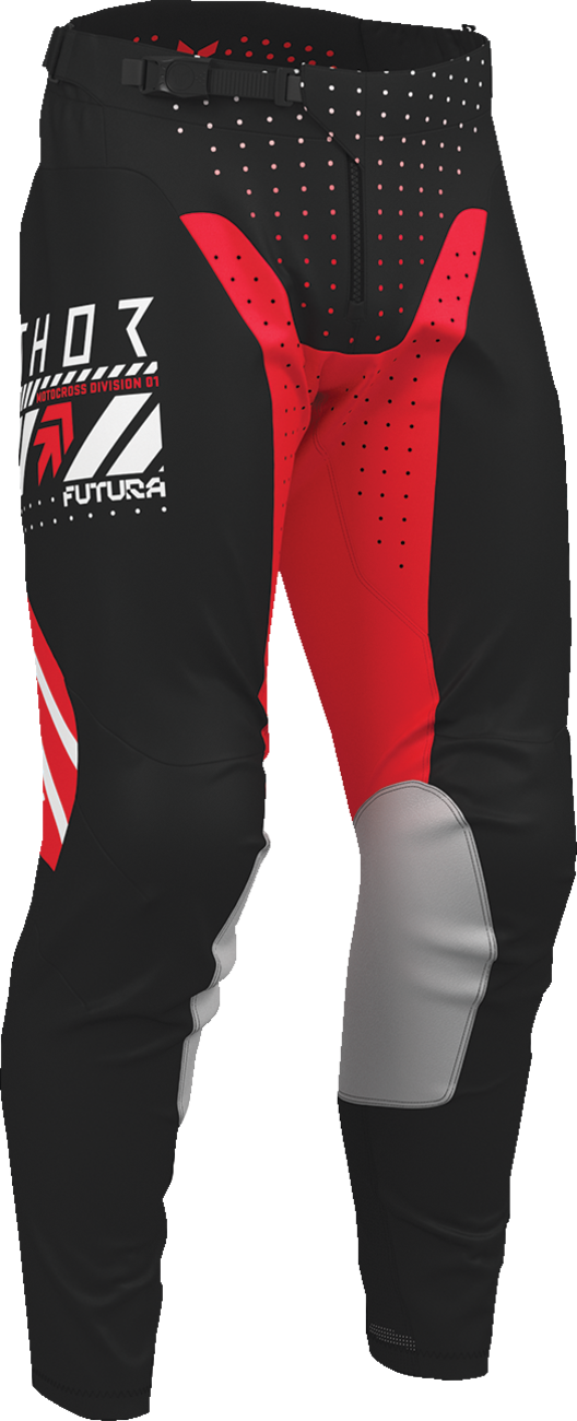 THOR Launchmode Futura Pants Black/Red US 40 - Durable Race-Ready Motorcycle Pants with Breathable Mesh and Adjustable Fit