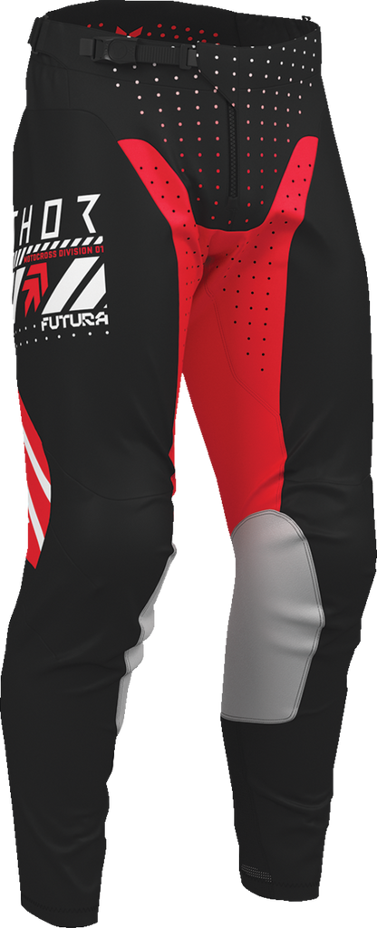 THOR Launchmode Futura Pants Black/Red US 40 - Durable Race-Ready Motorcycle Pants with Breathable Mesh and Adjustable Fit