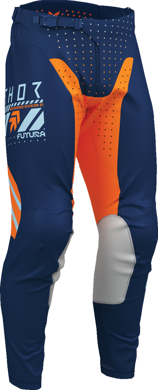 THOR Launchmode Futura Pants - Navy/Orange US 36 - Durable Performance Riding Gear
