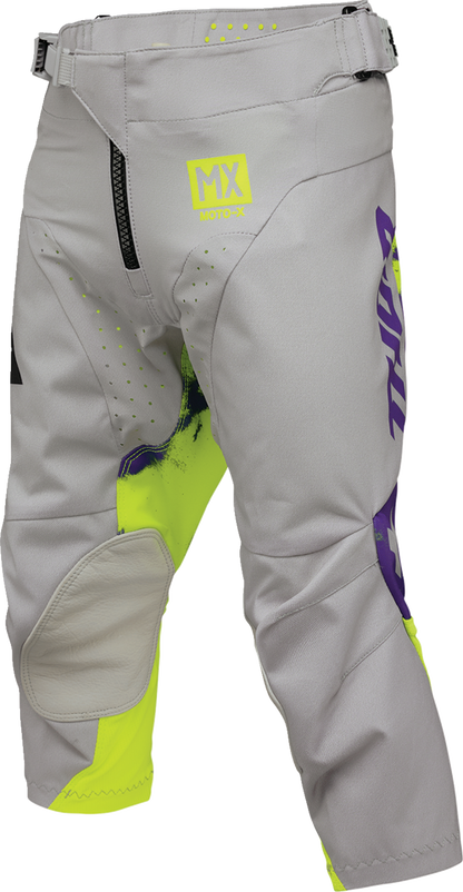 THOR Youth Launchmode Bleach Pants – Gray/Acid, US 18 (Part No. 2903-2615)