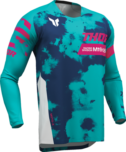THOR Youth Launchmode Bleach Jersey - White/Aqua, Part #2912-2586