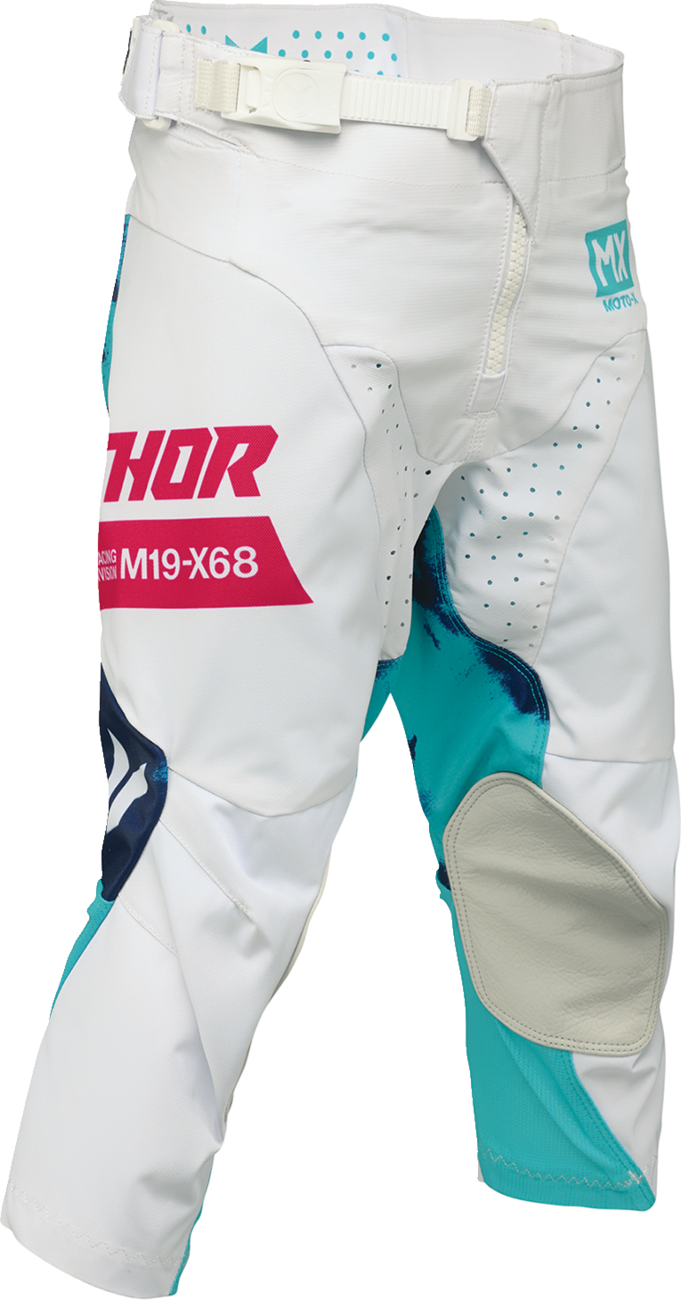 THOR Youth Launchmode Bleach Pants - White and Aqua, US 26, Part No. 2903-2625