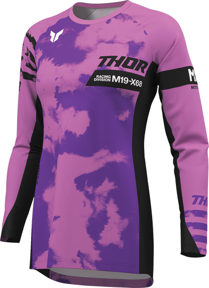 THOR Women's Launchmode Bleach Jersey - Black/Orchid, Part No. 2911-0341