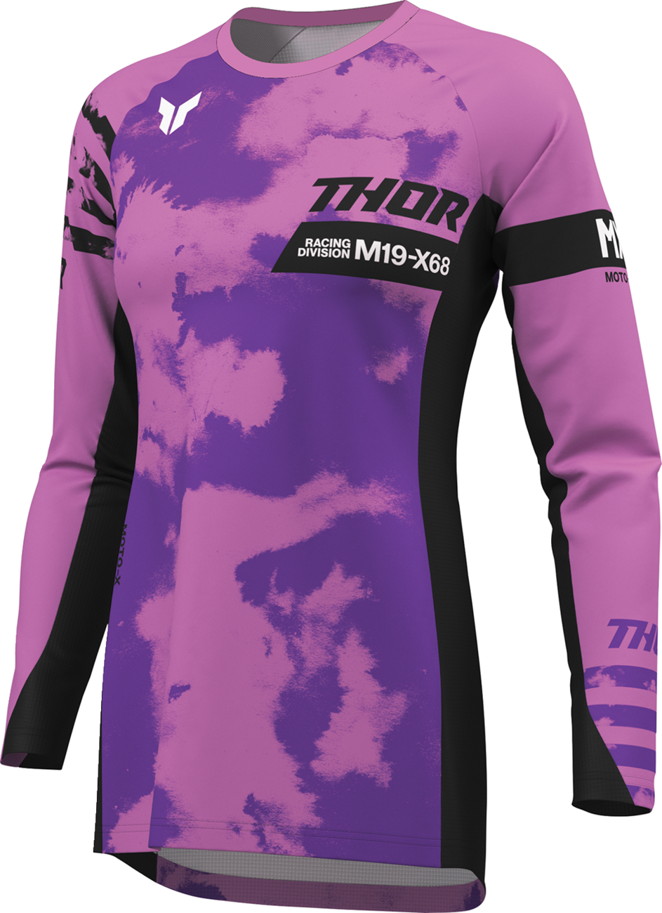 THOR Women's Launchmode Bleach Jersey - Black and Orchid, Size Large - Part Number 2911-0343