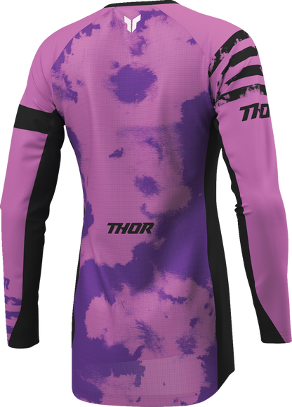 THOR Women's Launchmode Bleach Jersey - Black and Orchid, Size Large - Part Number 2911-0343