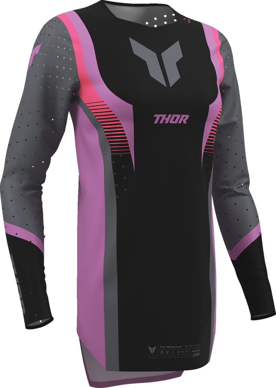 THOR Women's Sportmode Velocity Jersey - Black/Orchid Large (Part No. 2911-0333)