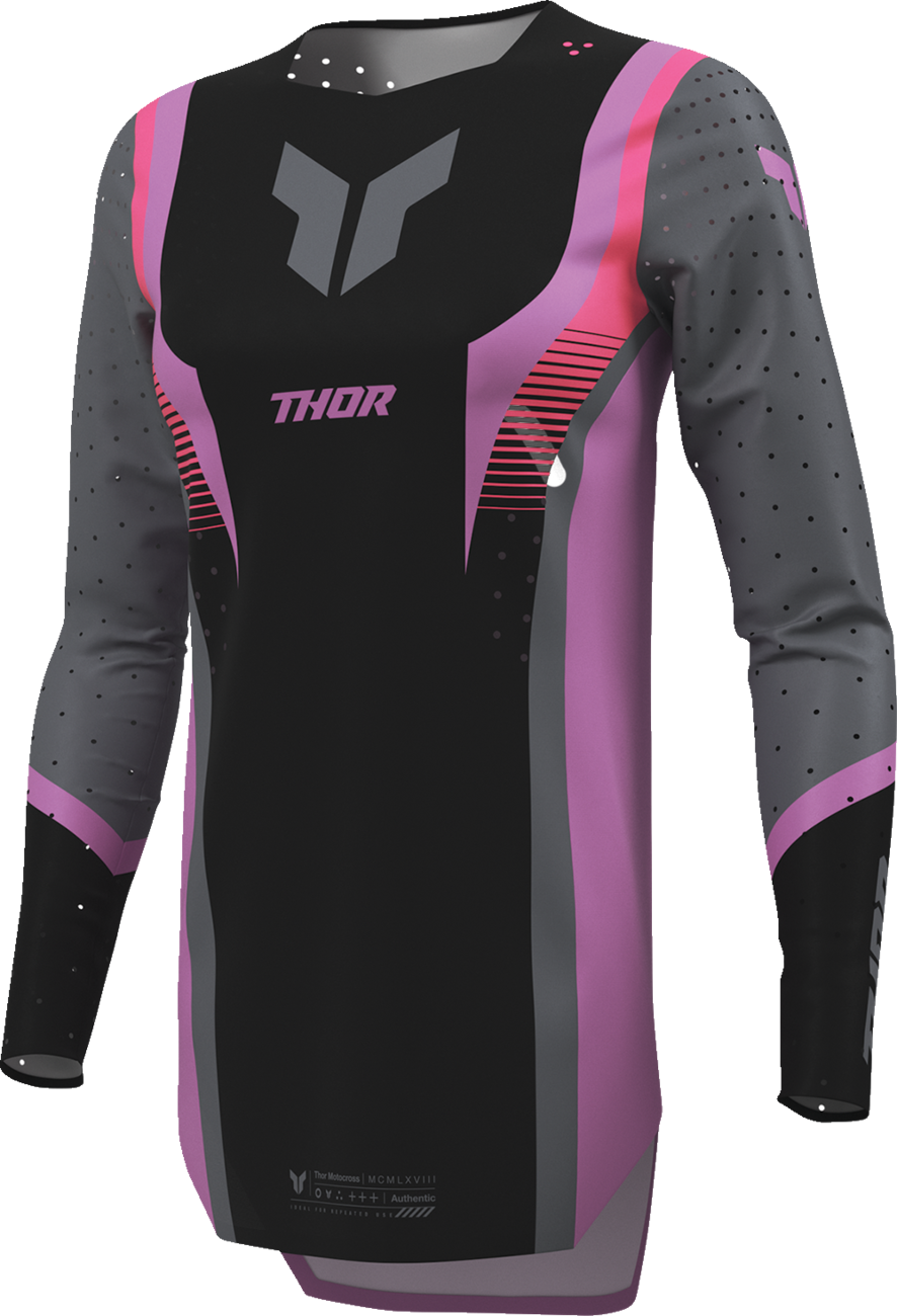 THOR Women's Sportmode Velocity Jersey - Black/Orchid Large (Part No. 2911-0333)
