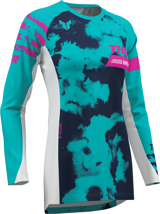 THOR Women's Launchmode Bleach Jersey (Part #2911-0345) - White/Aqua, XS