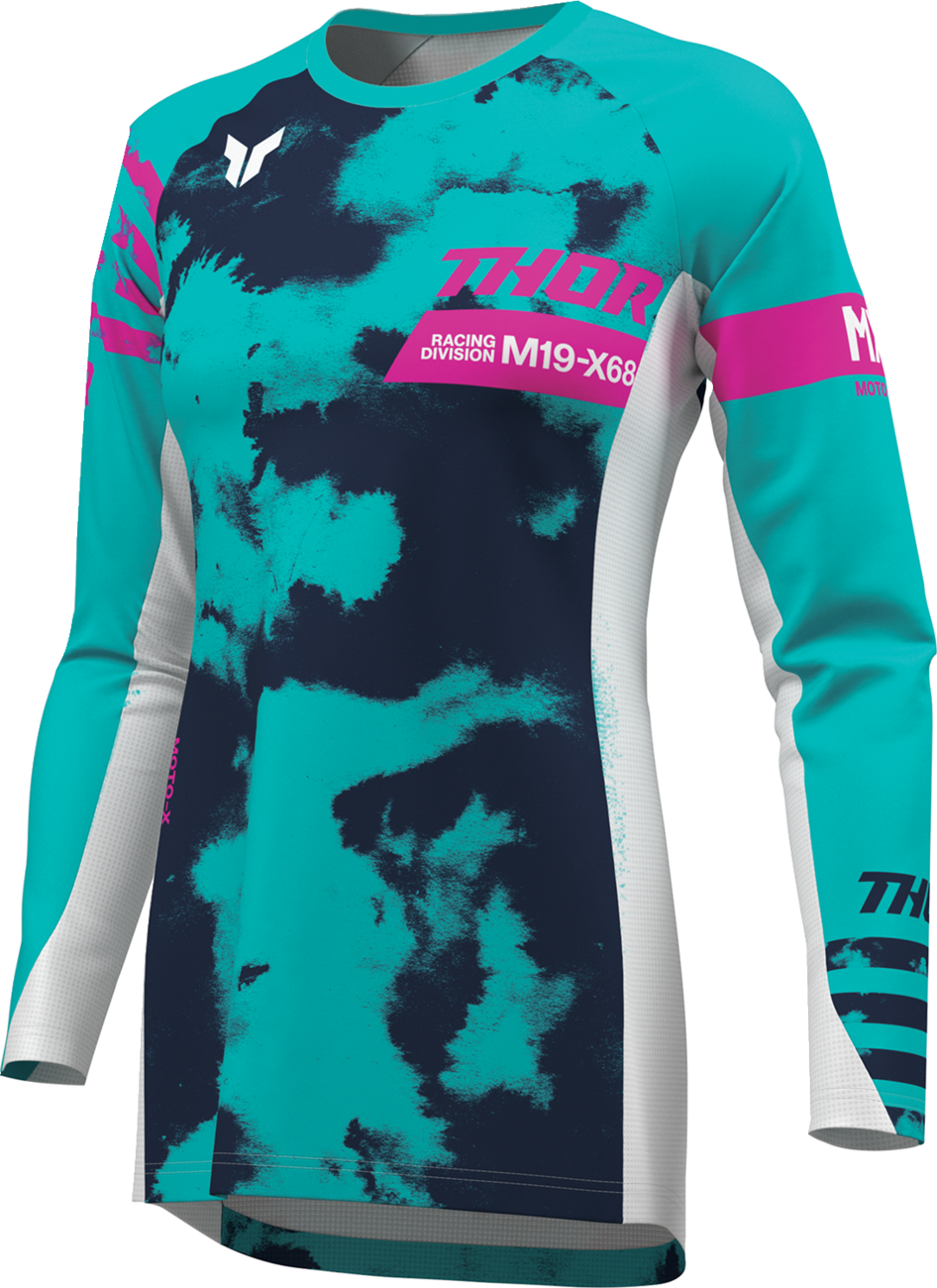 THOR Women's Launchmode Bleach Jersey - White/Aqua, Size Small - Part 2911-0346