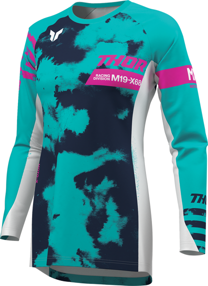 THOR Women's Launchmode Bleach Jersey - White/Aqua, Size Small - Part 2911-0346
