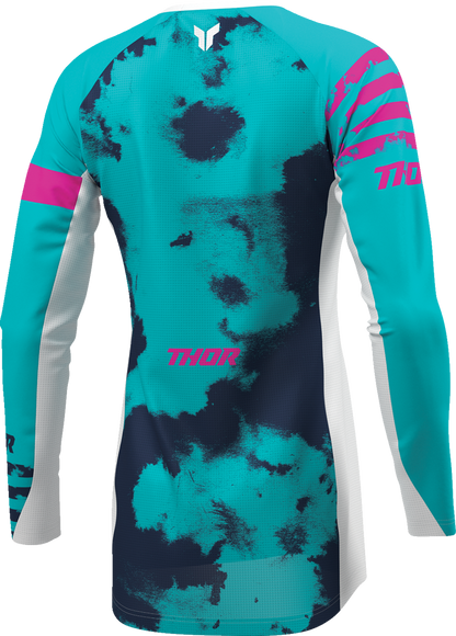 THOR Women's Launchmode Bleach Jersey - White/Aqua, Size Small - Part 2911-0346