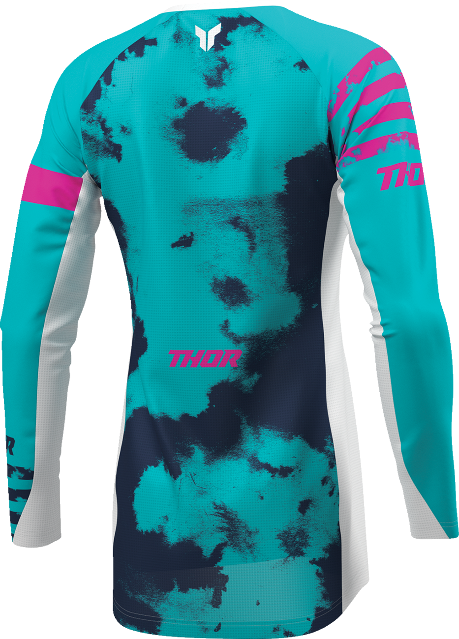 THOR Women's Launchmode Bleach Jersey XL by THOR - White and Aqua, Model 2911-0349