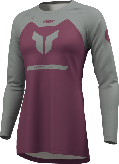 THOR Women's Ridemode Menace Jersey - Purple and Gray, Size Large - Part 2911-0380