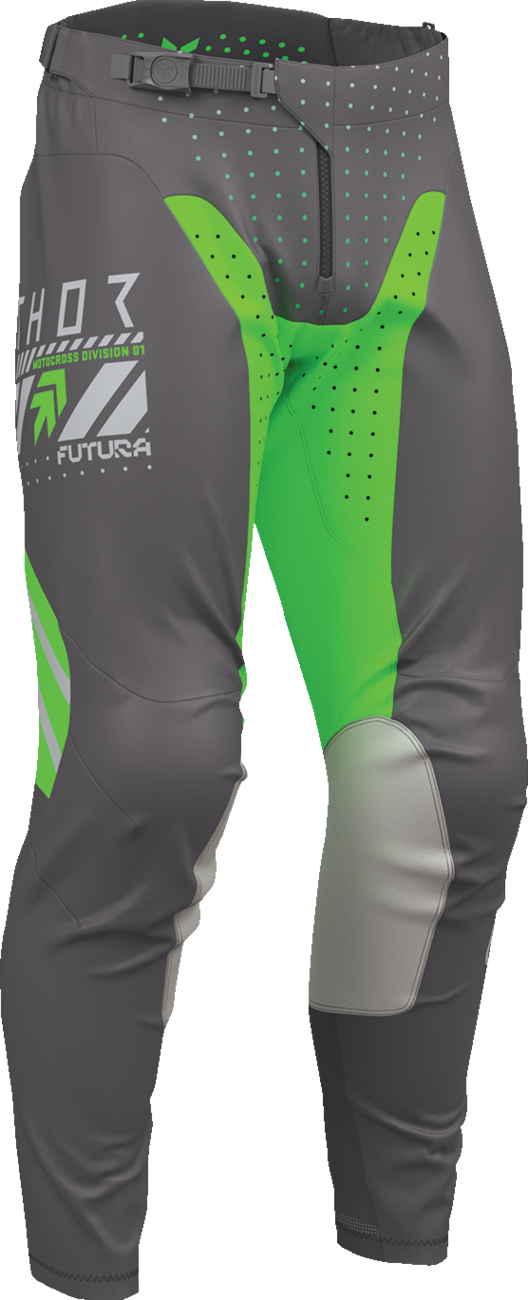 THOR Launchmode Futura Pants Charcoal/Green US 38 - Durable Motorcycle Riding Gear