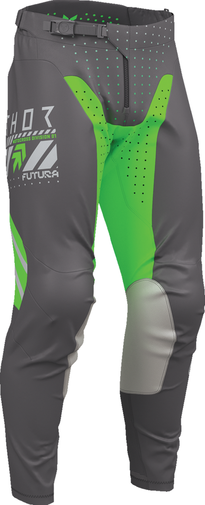 THOR Launchmode Futura Pants Charcoal/Green US 38 - Durable Motorcycle Riding Gear