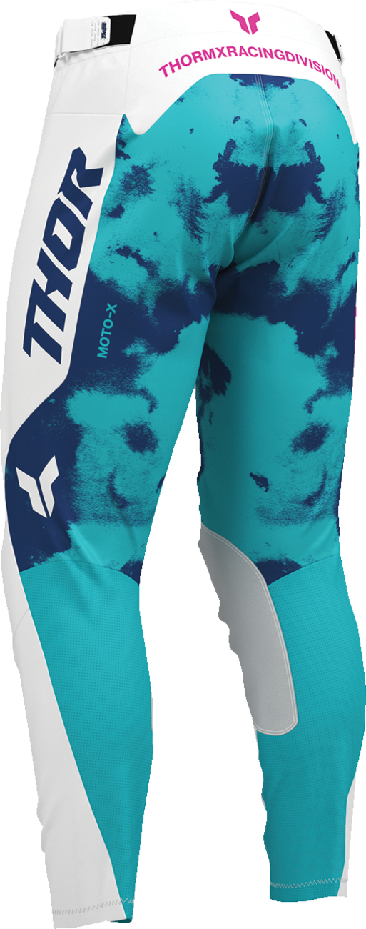 THOR Launchmode Bleach Pants - White and Aqua Men’s Motorcycle Riding Pants (US 44) - Part Number 2901-12320