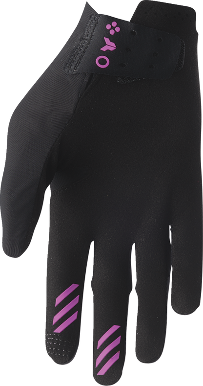 THOR Women's Sportmode Iconic Gloves - Black/Orchid (Part No. 3331-0287, Size XL)