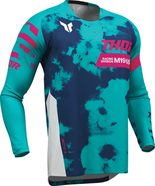THOR Launchmode Bleach Jersey - White/Aqua - Large, Part Number 2910-8408