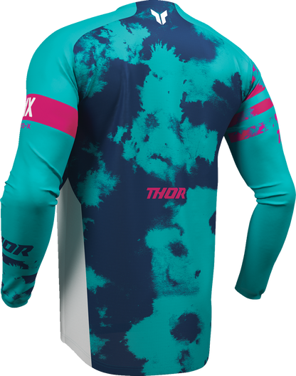 THOR Launchmode Bleach Jersey - White/Aqua - Large, Part Number 2910-8408