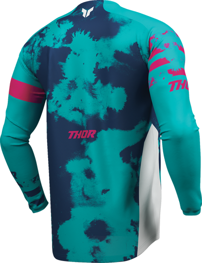 THOR Launchmode Bleach Jersey - White/Aqua - Large, Part Number 2910-8408