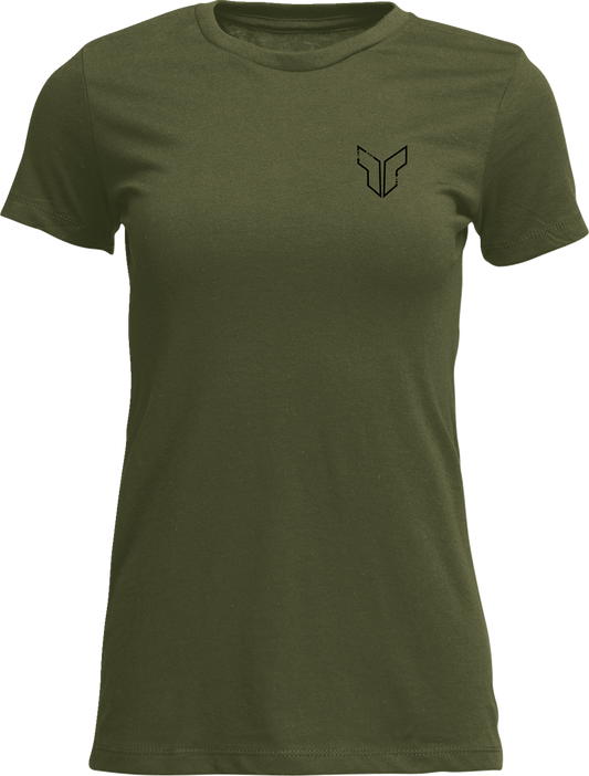 THOR Women's Patched Up T-Shirt in Military Green - Small (Part Number 3031-4334)
