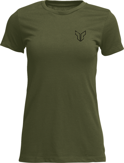 THOR Women's Patched Up T-Shirt - Military Green, Size Large - Part Number 3031-4336
