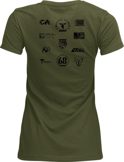 THOR Women's Patched Up T-Shirt - Military Green, Size Large - Part Number 3031-4336
