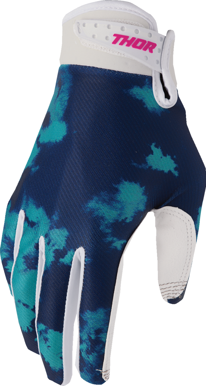 THOR Youth Launchmode Bleach Gloves - White/Aqua, Size XS - Part 3332-1913