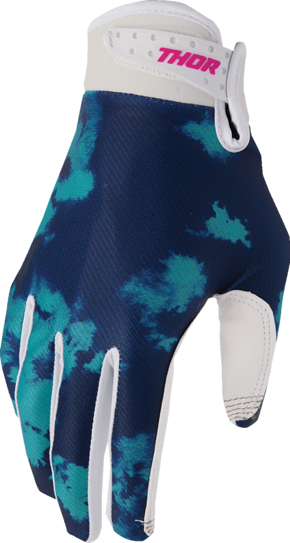 THOR Youth Launchmode Bleach Gloves - White/Aqua, Size XS - Part 3332-1913