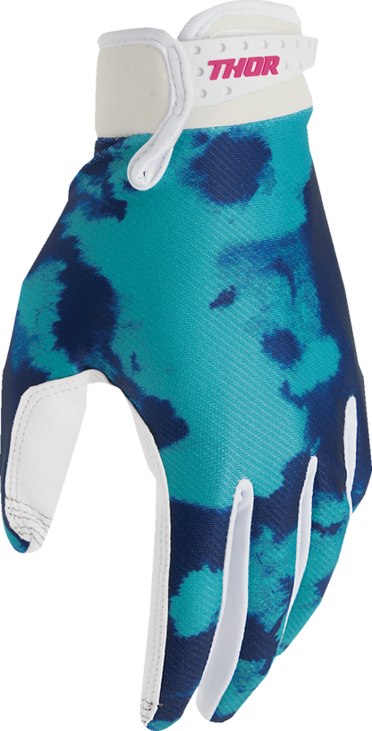 THOR Youth Launchmode Bleach Gloves - White/Aqua, Size XS - Part 3332-1913