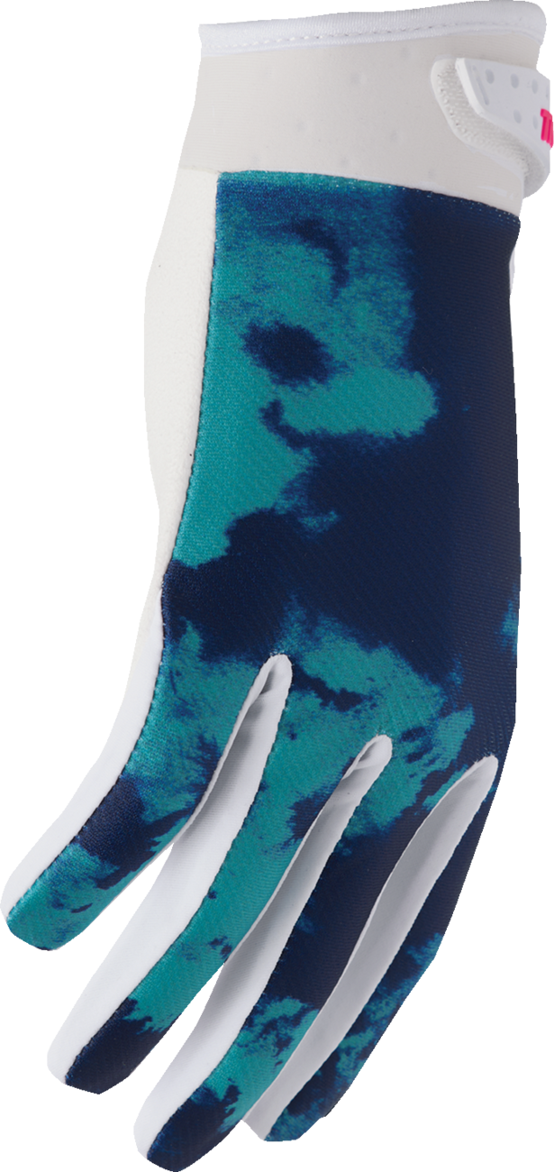 THOR Youth Launchmode Bleach Gloves - White/Aqua, Size XS - Part 3332-1913