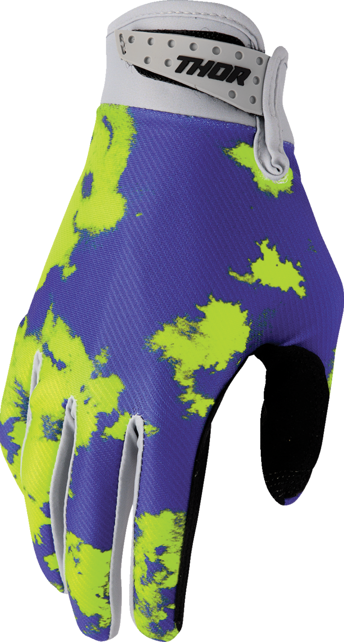 THOR Launchmode Bleach Gloves - Gray/Acid, XS - Part 3330-8319