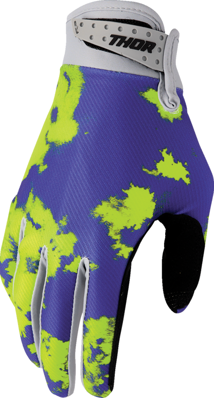 THOR Launchmode Bleach Gloves - Gray/Acid, XS - Part 3330-8319