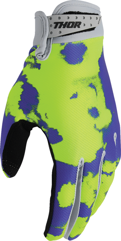 THOR Launchmode Bleach Gloves - Gray/Acid, XS - Part 3330-8319