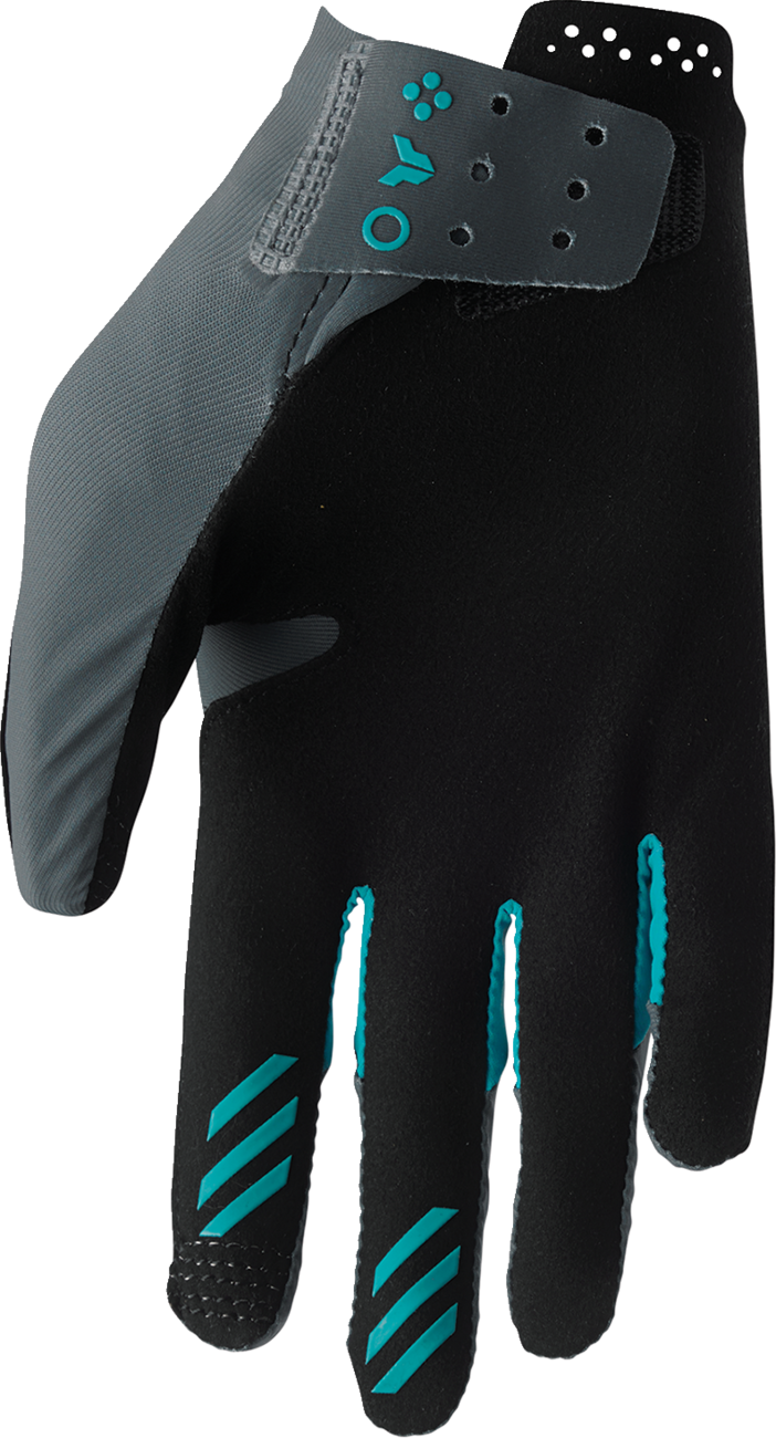 THOR Women's Sportmode Iconic Gloves Gray/Aqua Medium (Part No. 3331-0281)