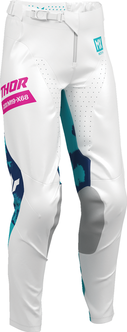 THOR Women's Launchmode Bleach Pants - White/Aqua, Part Number 2902-0415