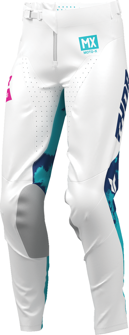 THOR Women's Launchmode Bleach Pants - White/Aqua, Part Number 2902-0415