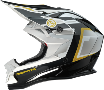 Moose Offroad MR3 F.A.F. Helmet Large by Moose Offroad - White, Black & Gold