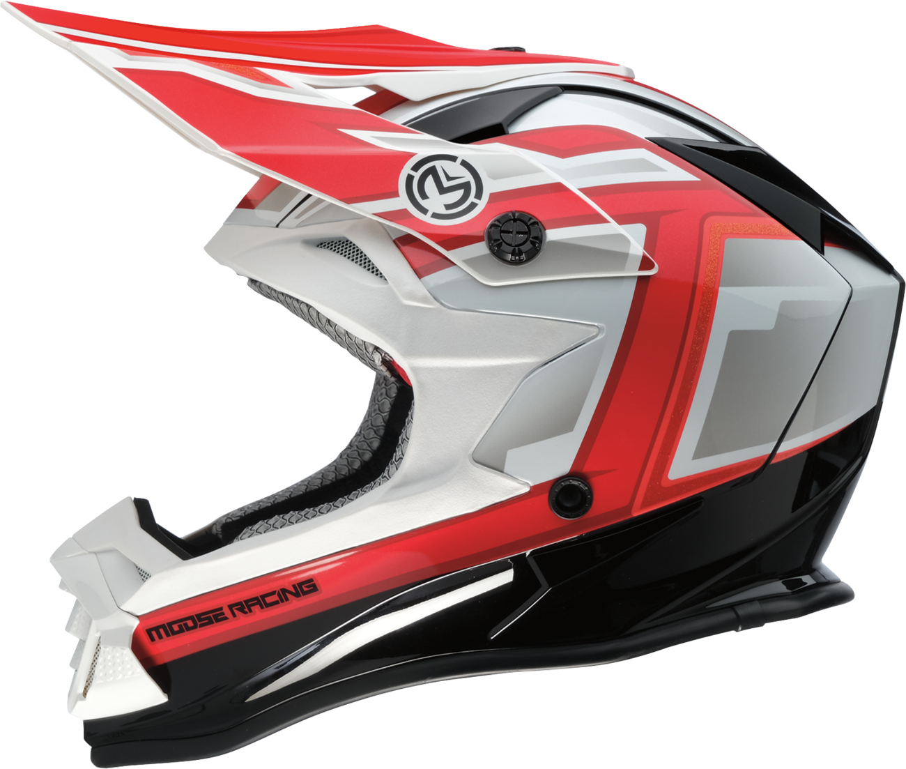 MOOSE OFFROAD MR3 Helmet F.A.F. White/Black/Red Small - Lightweight Motorcycle Helmet with Enhanced Protection