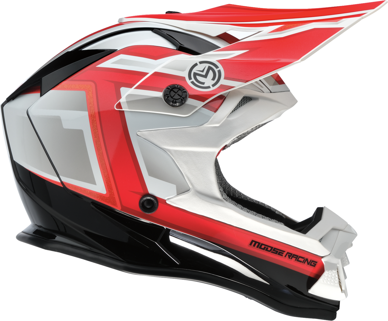 MOOSE OFFROAD MR3 Helmet F.A.F. White/Black/Red Small - Lightweight Motorcycle Helmet with Enhanced Protection