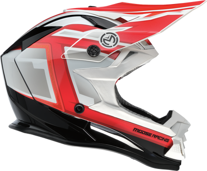 MOOSE OFFROAD MR3 Helmet F.A.F. White/Black/Red Small - Lightweight Motorcycle Helmet with Enhanced Protection
